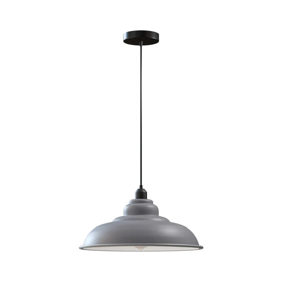 Modern Single Hanging Pendant Light with in Grey colour_32cm  Metal Lamp Shade~6263