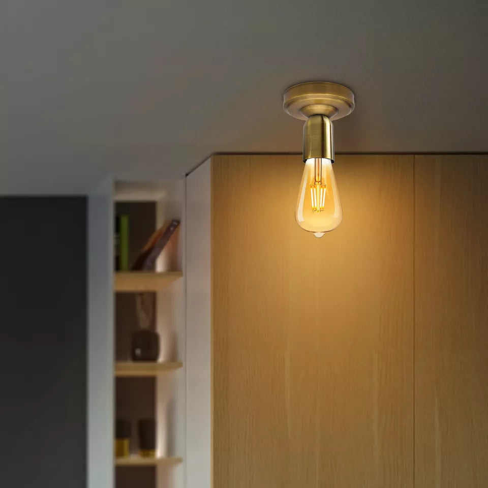Vintage Metal Semi Flush Dome Ceiling Light Fixture - E27 Industrial Design