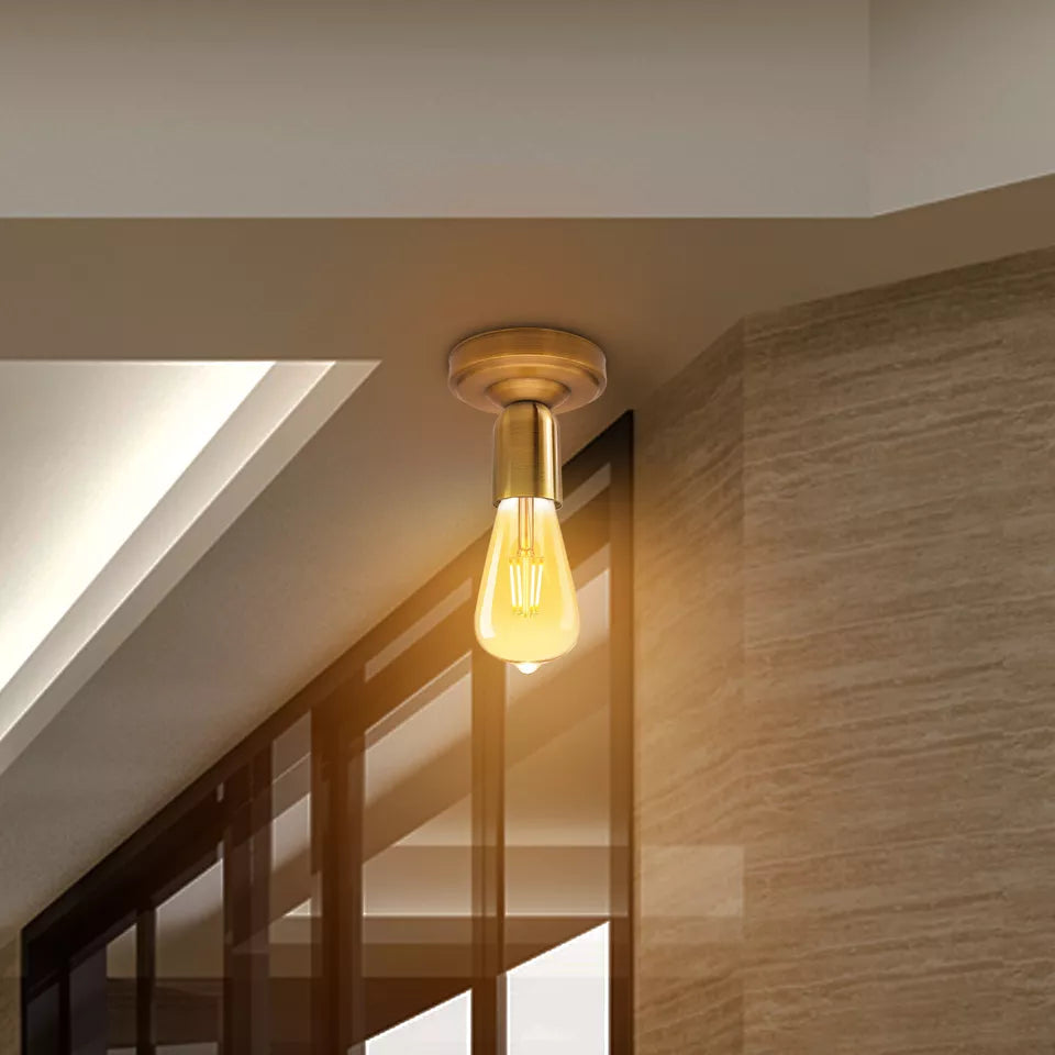 Vintage Metal Semi Flush Dome Ceiling Light Fixture - E27 Industrial Design