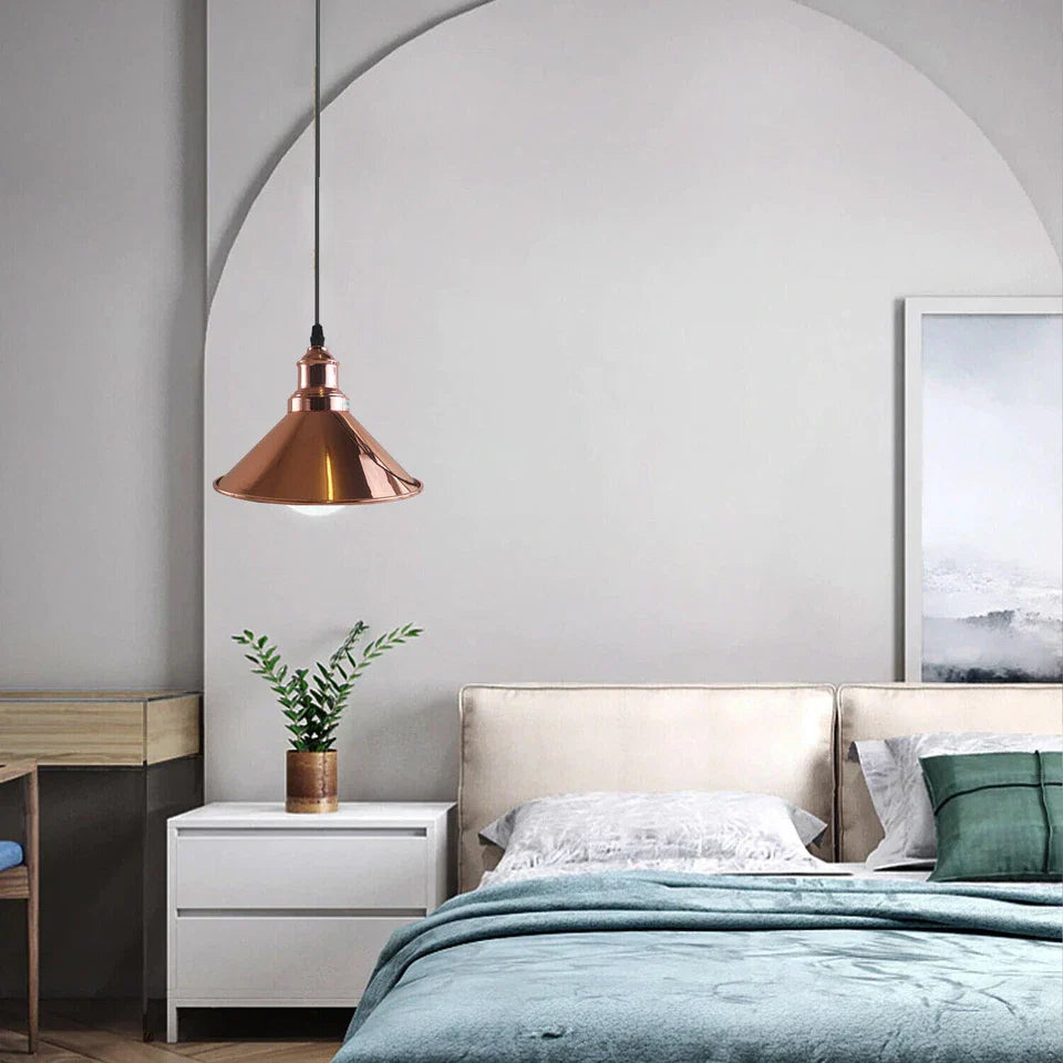 Elegant Rose Gold Industrial Cone Pendant Light Fixture for Modern Kitchen Bedroom