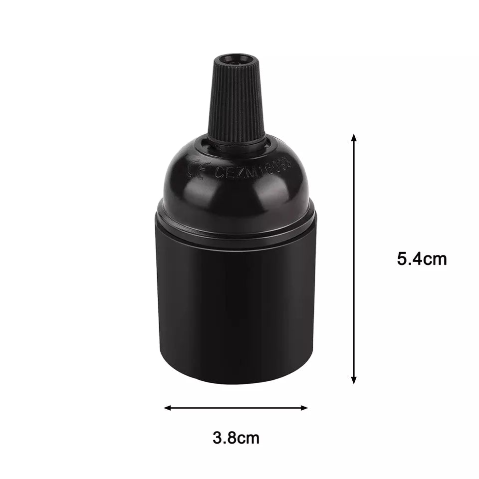 Sleek Black E27 Screw Light Bulb Holder Lamp Base Socket