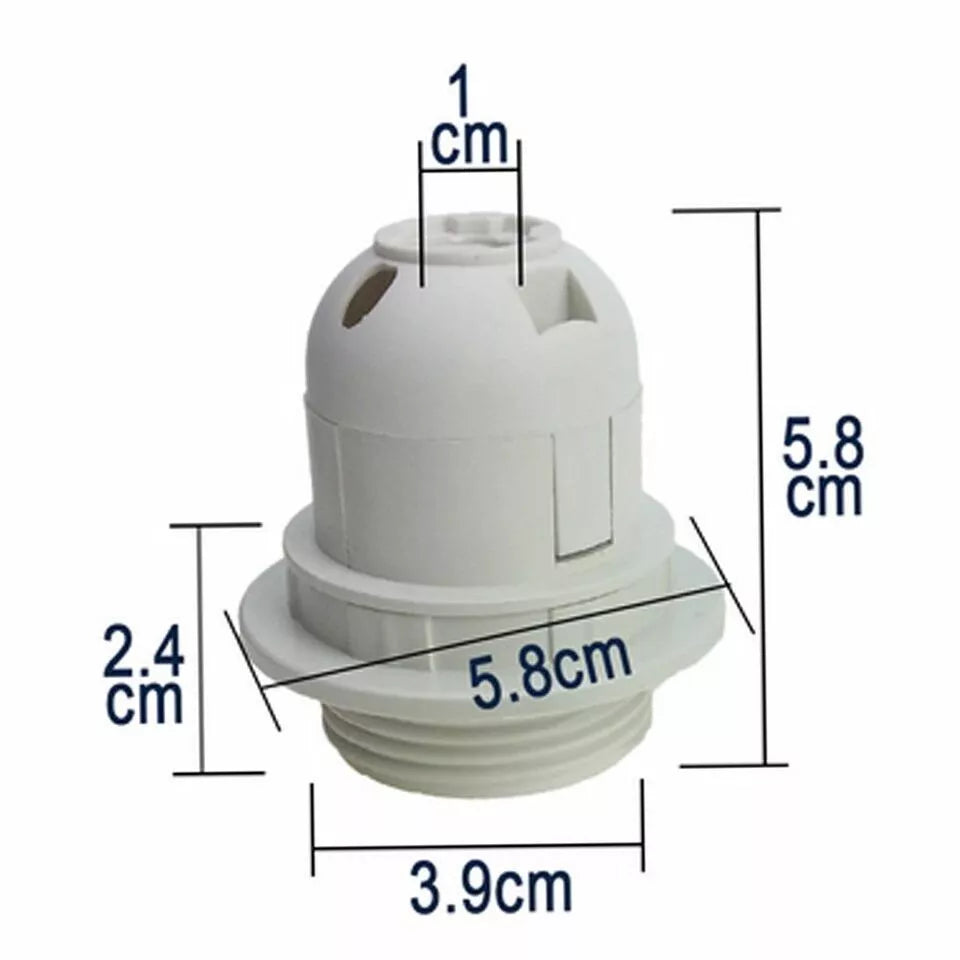 White E27 Edison Screw Pendant Lamp Holder - Vintage Style Bulb Socket