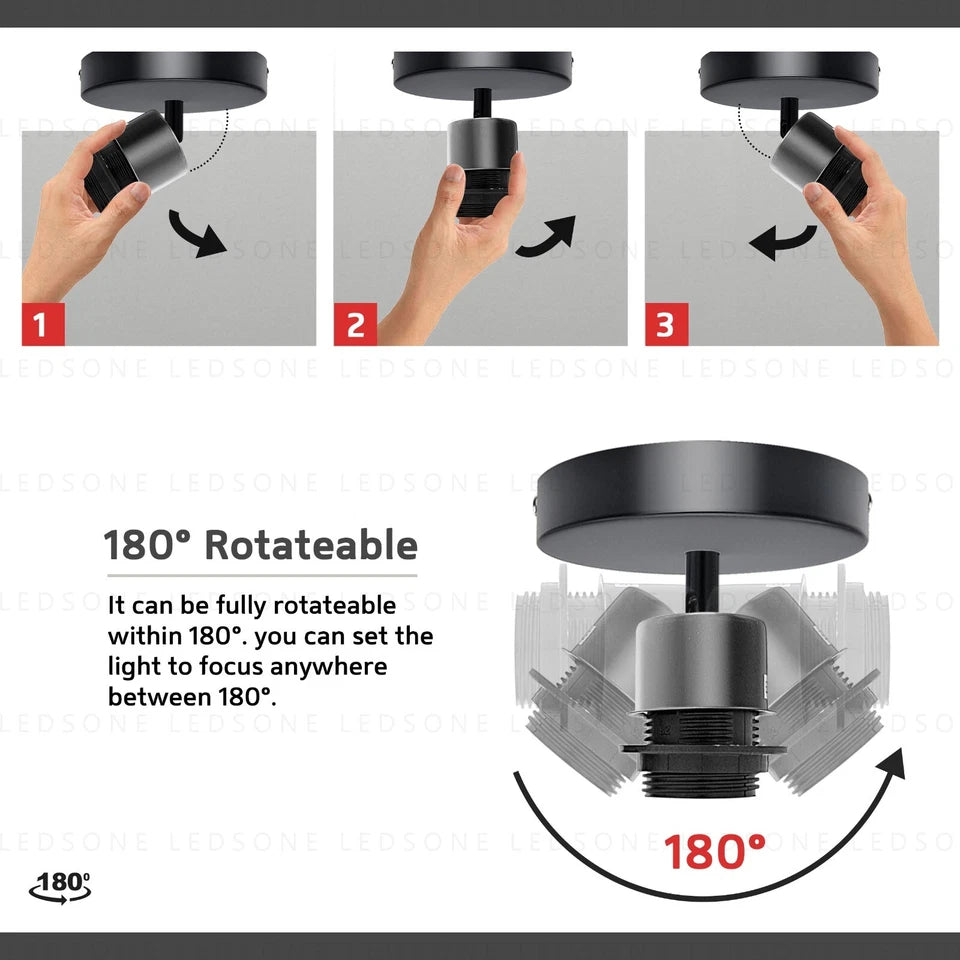 Modern Adjustable Flush Mount Ceiling Light Indoor E27 Lamp ~ 6128