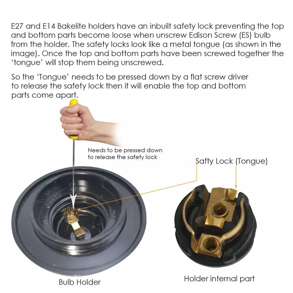 Black E27 Bakelite Lamp Holder Retro Industrial Socket Light Bulb Holder ~5734