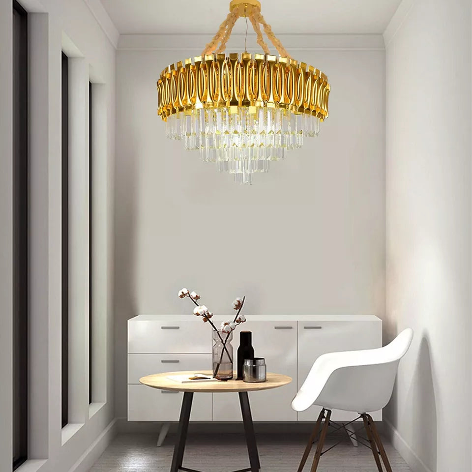 Modern Luxury Gold K9 Crystal LED Ceiling Pendant Light Chandelier Fixture