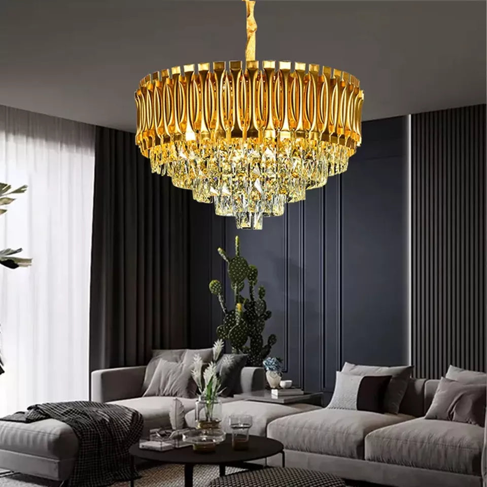 Modern Luxury Gold K9 Crystal LED Ceiling Pendant Light Chandelier Fixture