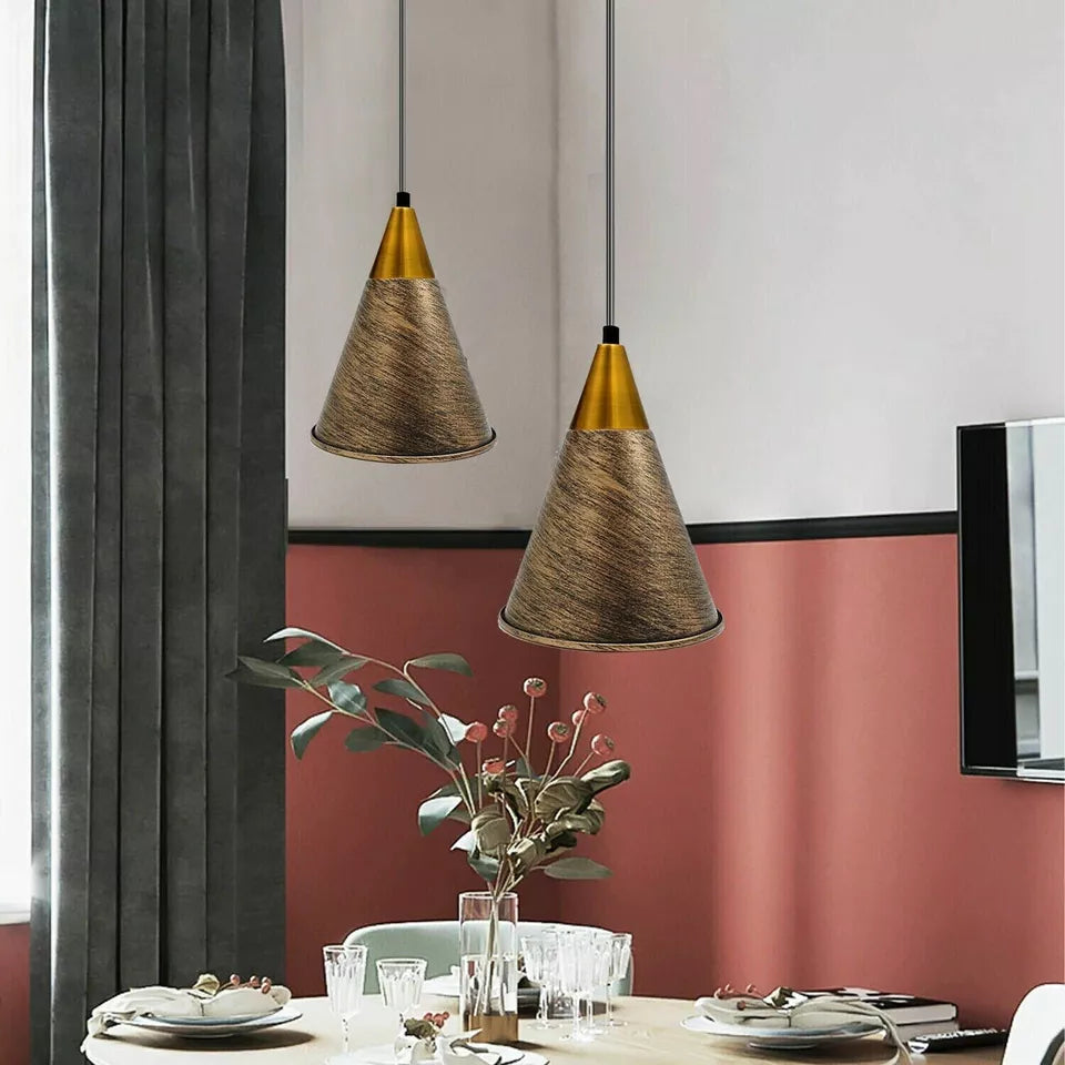 Industrial Vintage Metal Pendant Ceiling Light Fixture, Adjustable Wire, E27 Base