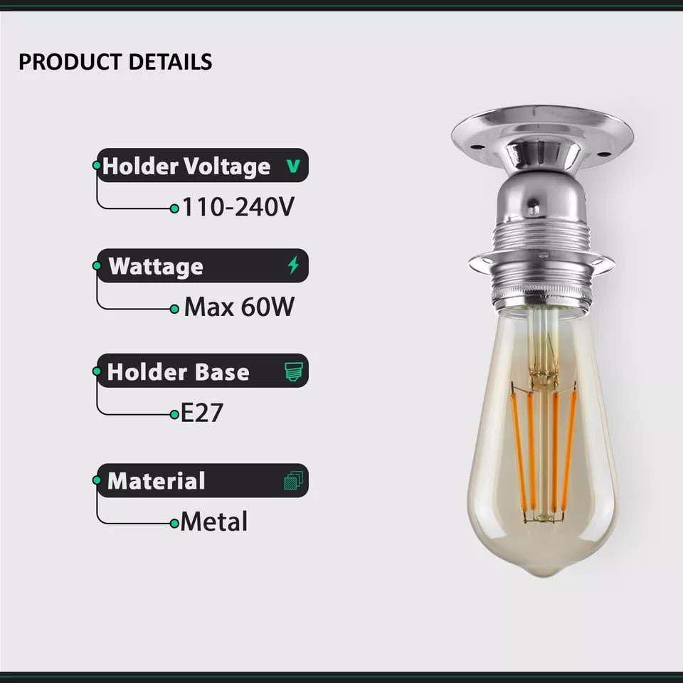 E27 Lamp Bulb Holder Vintage Edison Holder Light Fitting ~6017