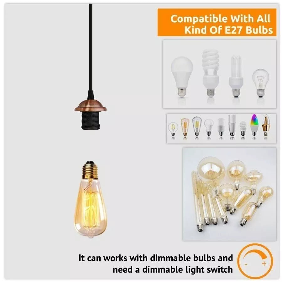 Ceiling Rose PVC Cable Hanging Pendant Lamp Holder Light Fitting Kit ~ 6001