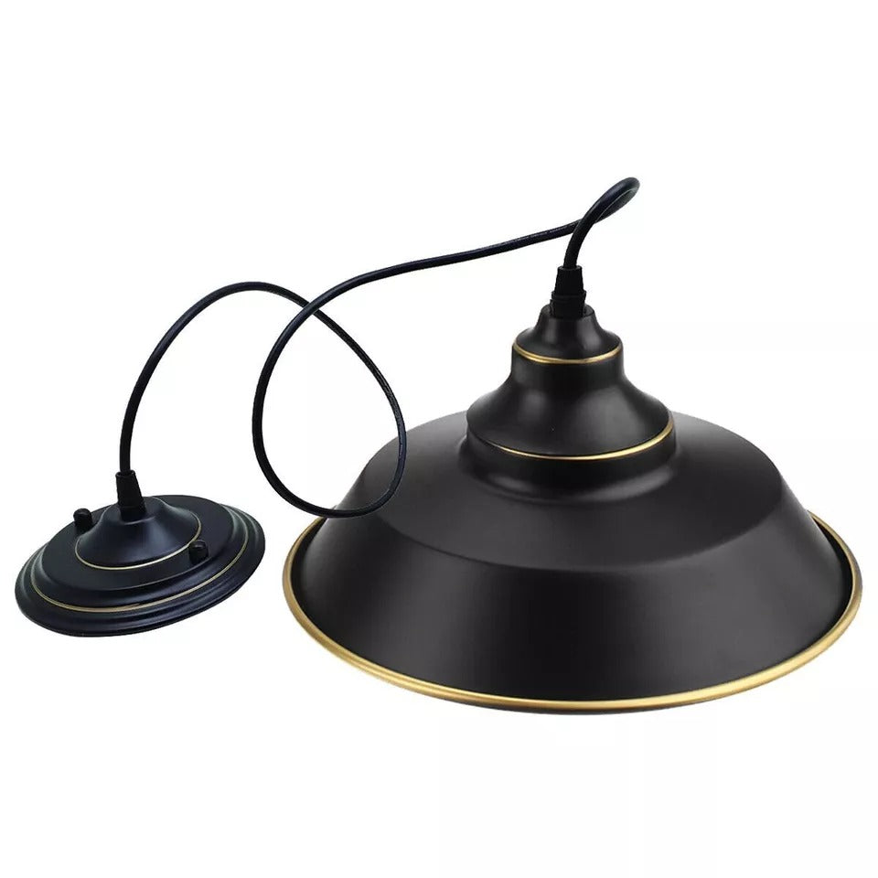 Vintage Industrial Metal Pendant Light Fixture, Adjustable Hanging Lamp Shade