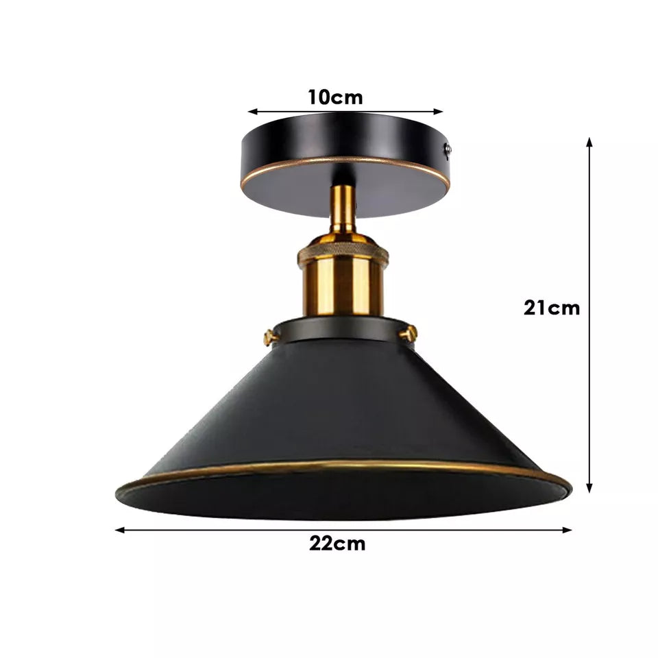 Vintage Ceiling Flush Mount Light Black Gold Line Ceiling Lamp ~ 6032