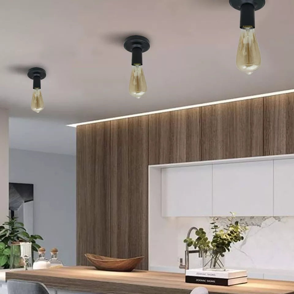 Ceiling Lamp Black Holder E27 Light Bulb Holder Light ~6033
