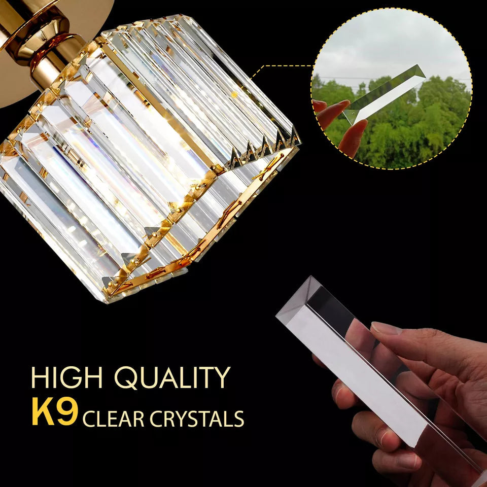 Modern K9 Crystal  Semi Flush Mount Square Ceiling Light ~6037