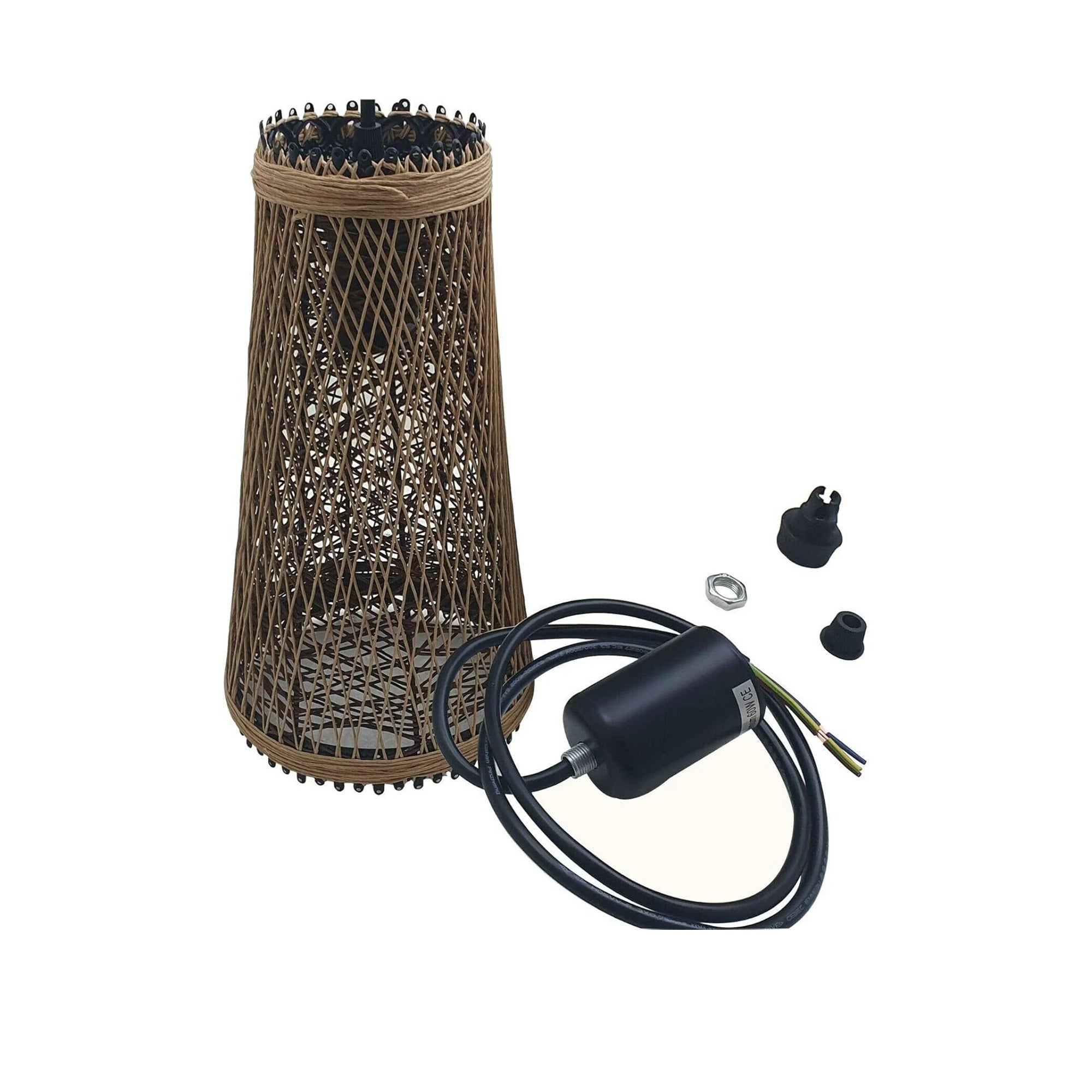 Easy Fit Woven Natural Rattan Pendant Ceiling Light ~6090