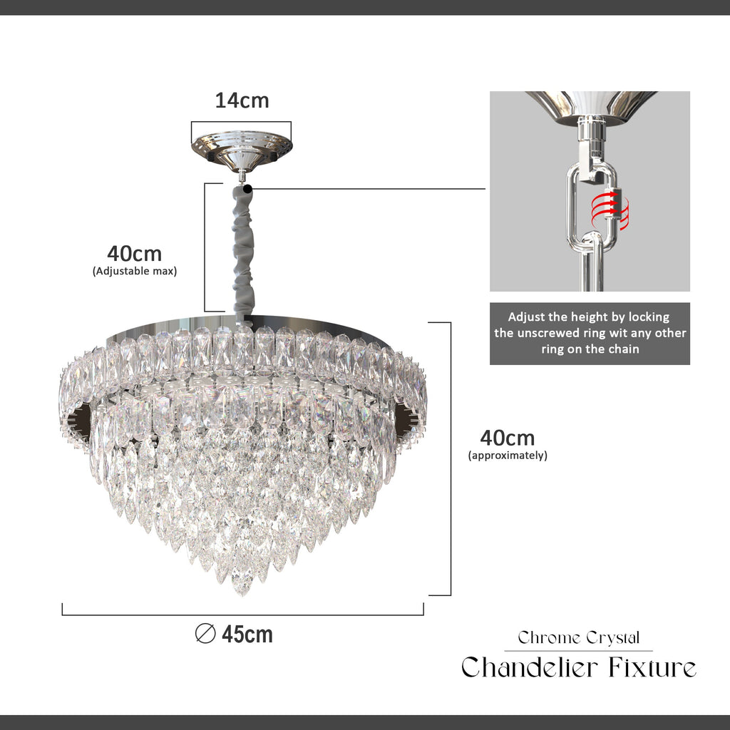 Modern LED Crystal Raindrop Chandelier Chrome Ceiling Mount Pendant Light