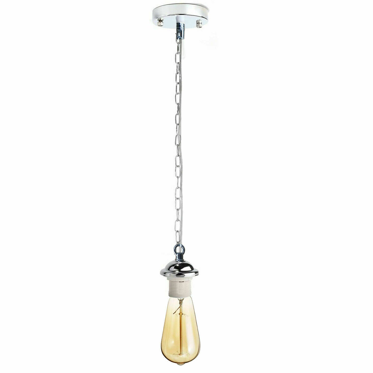 Adjustable E27 Industrial Pendant Lamp Holder Kit with Chain - Multiple Finishes