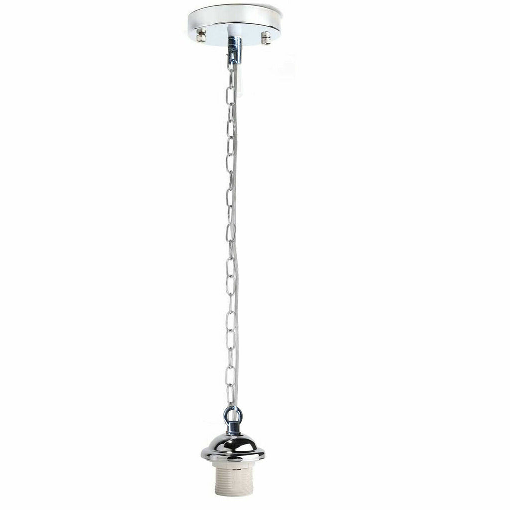 Adjustable E27 Industrial Pendant Lamp Holder Kit with Chain - Multiple Finishes