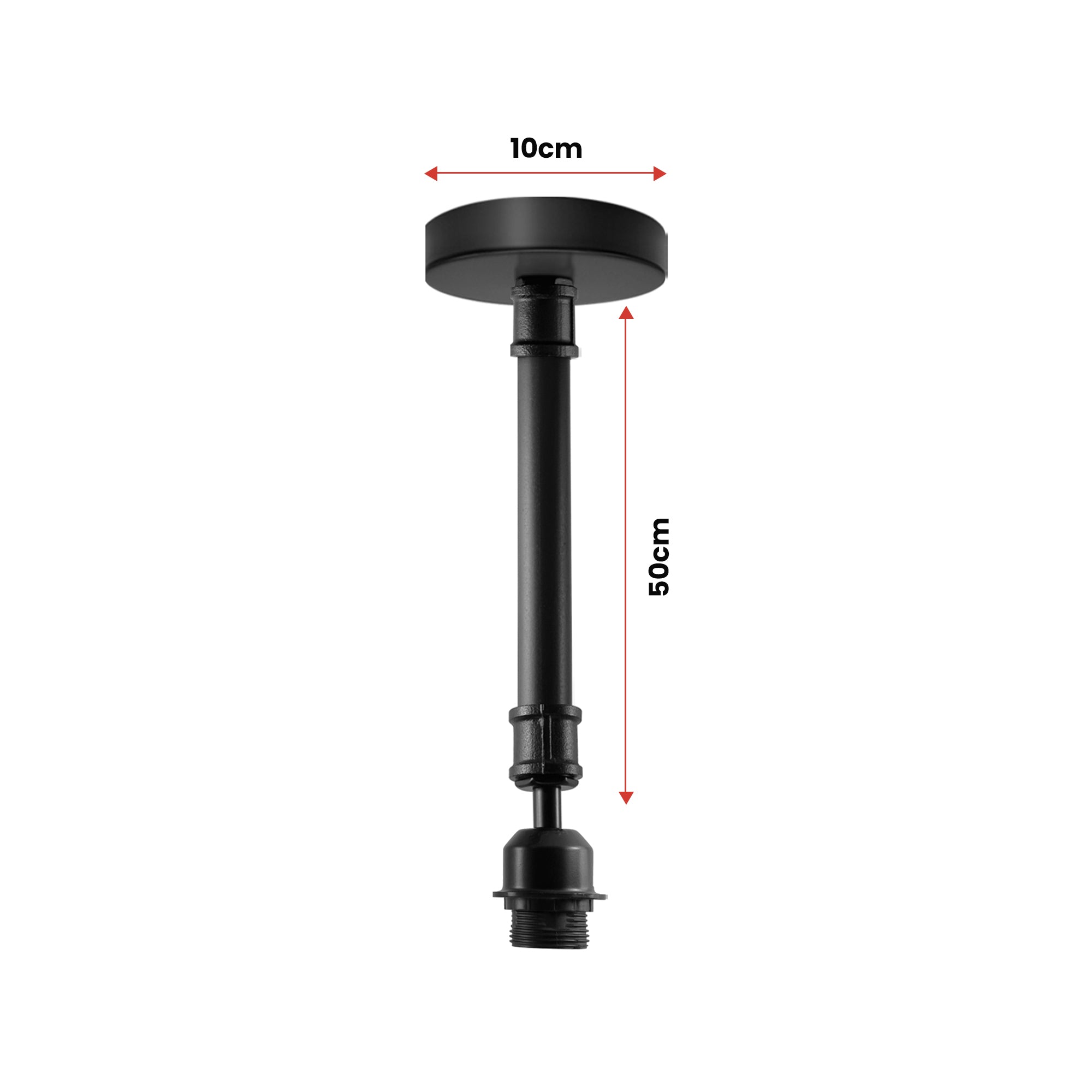 Industrial Black Metal E27 Semi-Flush Pipe Ceiling Light Fixture Vintage Style