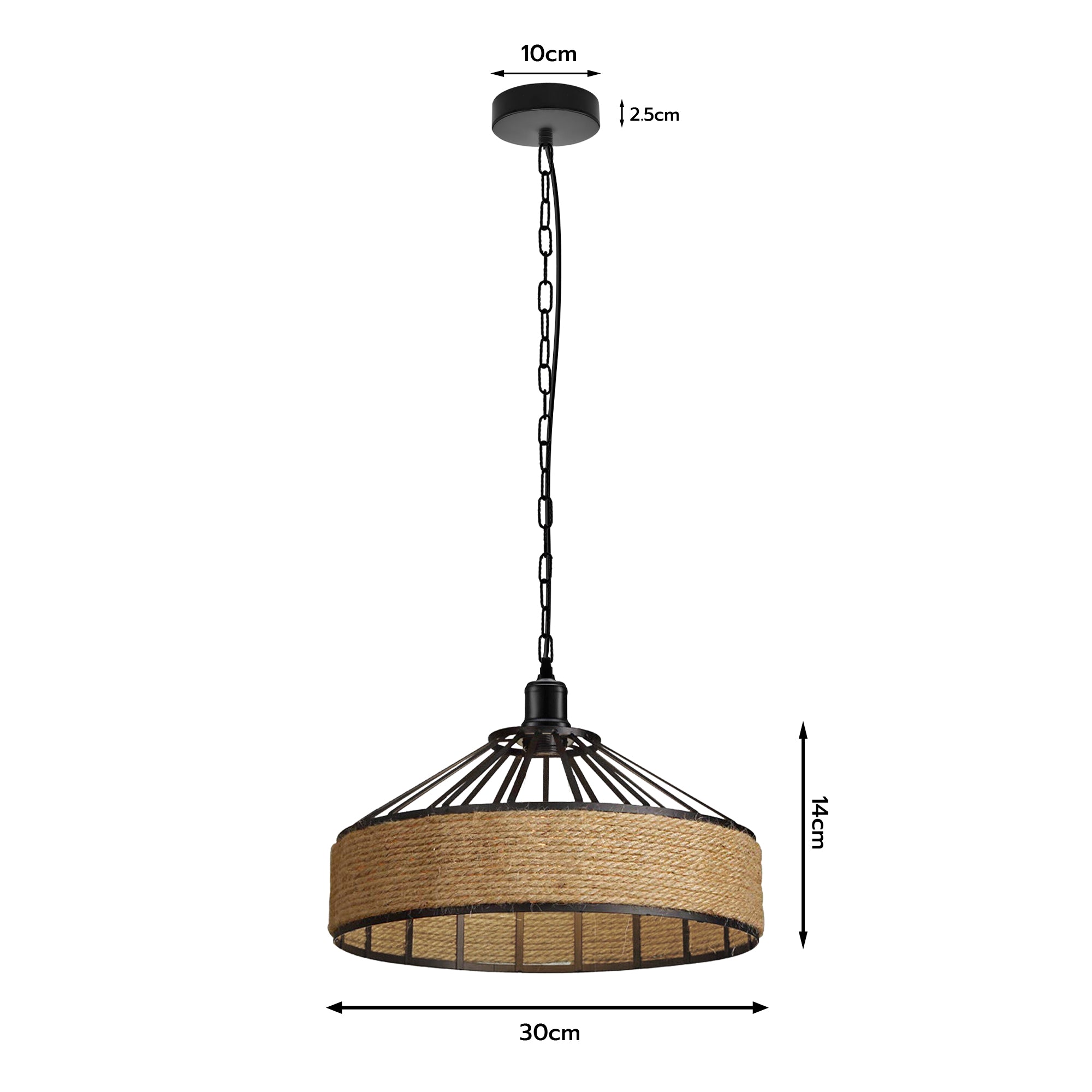 Chic Hemp Rope Pendant Light: Metal Cage, Adjustable Height, Rustic Farmhouse Style