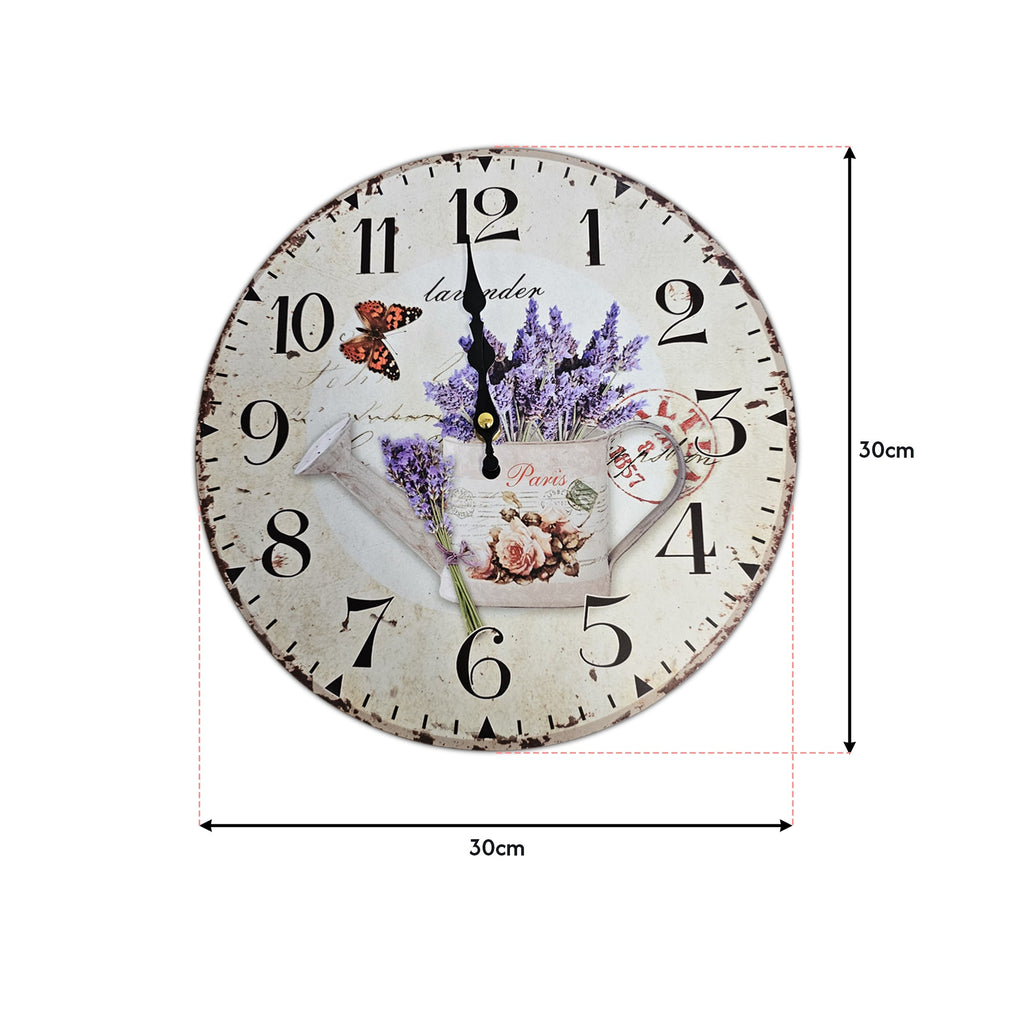 Retro Round Shabby Chic Patchwork Wooden Decorative Wall Art Clock