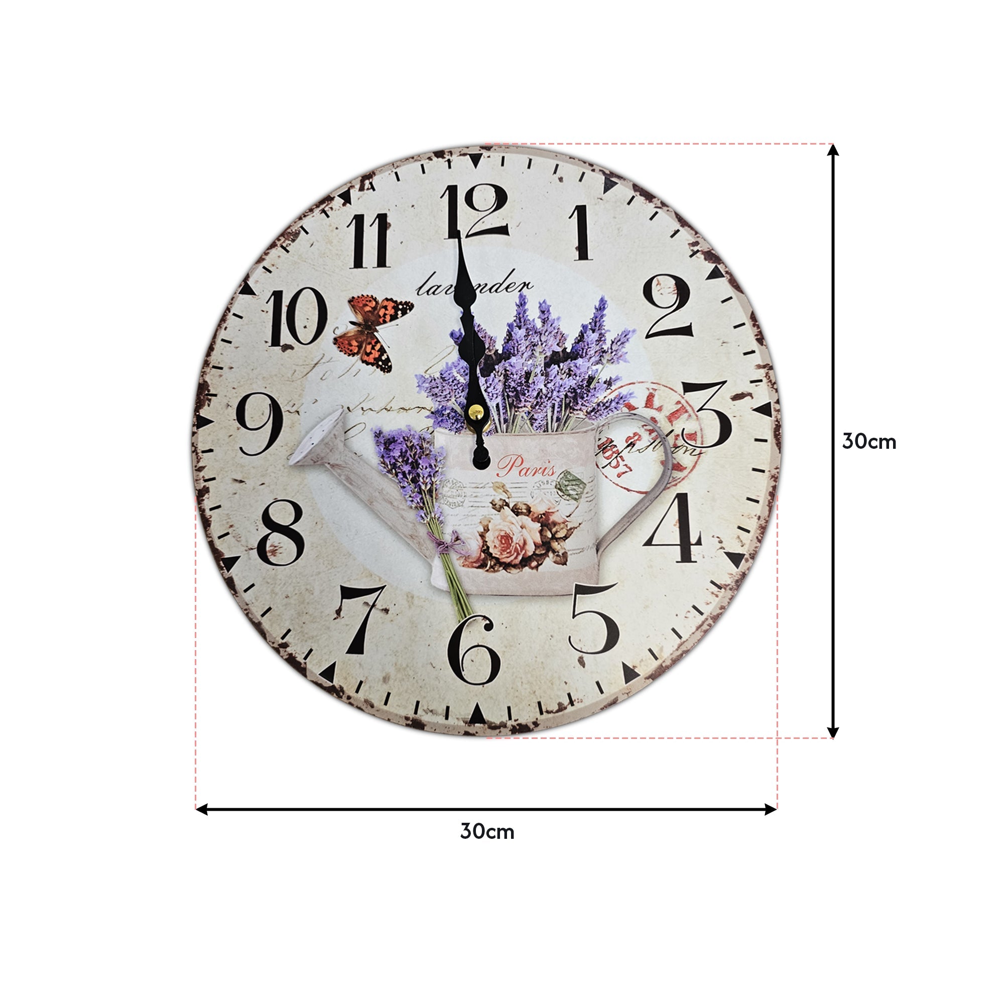 Retro Wooden Decorative Wall Clock - Ticking Shabby Chic Design for Home