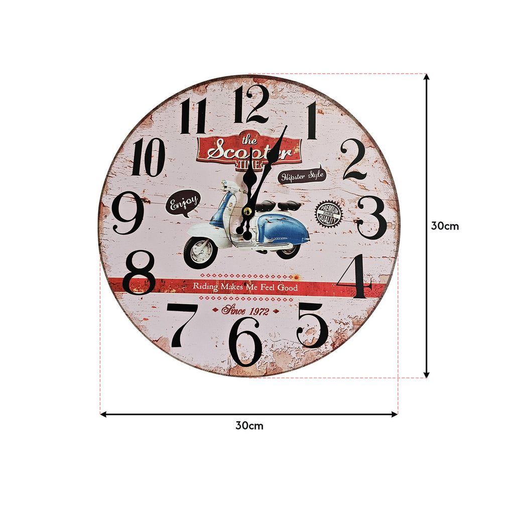 Retro Wooden Decorative Wall Clock - Ticking Shabby Chic Design for Home