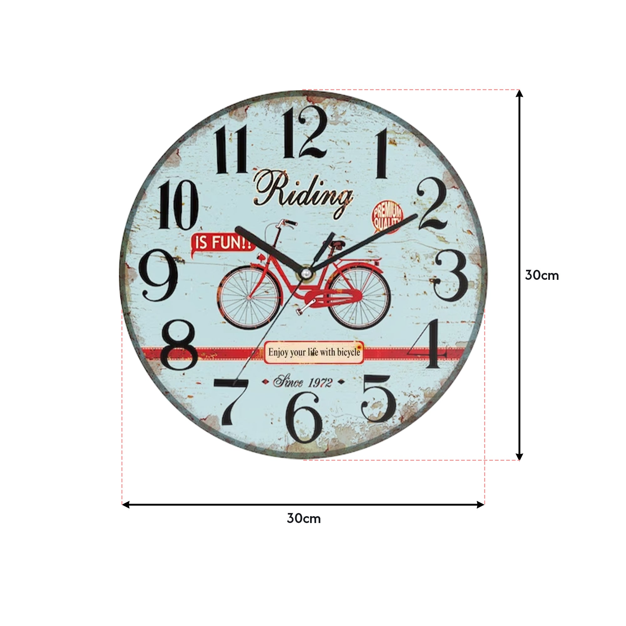Retro Wooden Decorative Wall Clock - Ticking Shabby Chic Design for Home