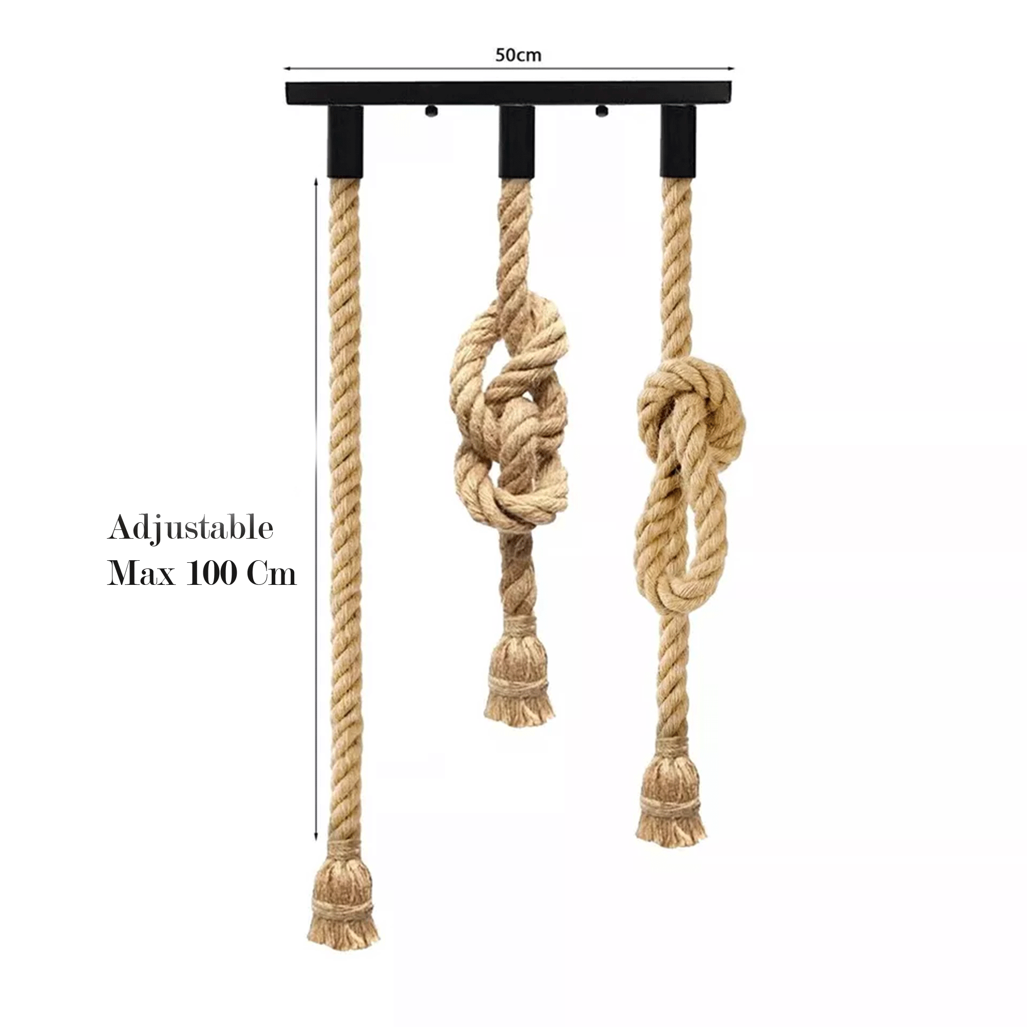 Vintage Industrial Loft Style Hemp Rope 3-Head Cluster Ceiling Pendant Light