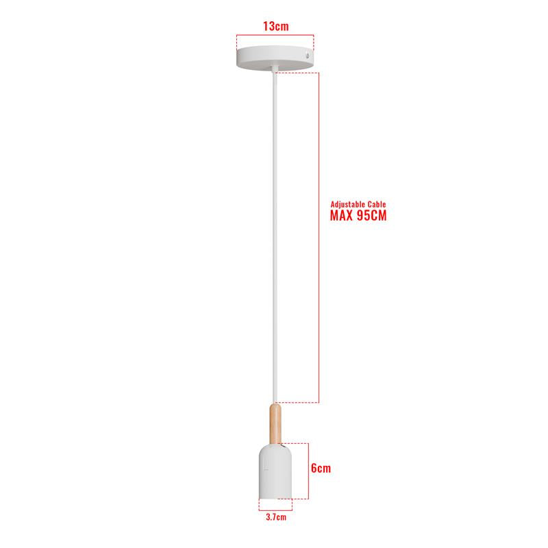 White Retro Metal Ceiling Pendant Light Holder E27 Modern Design