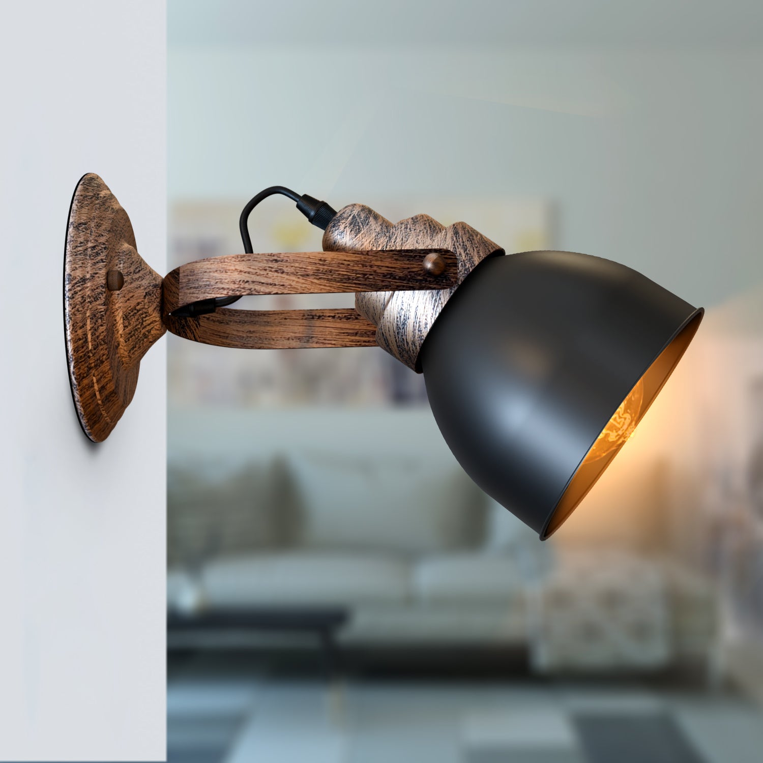 Industrial Bell Shade Dimmable Wall Sconce Light, Metal Retro Downwards Contemporary Fixture