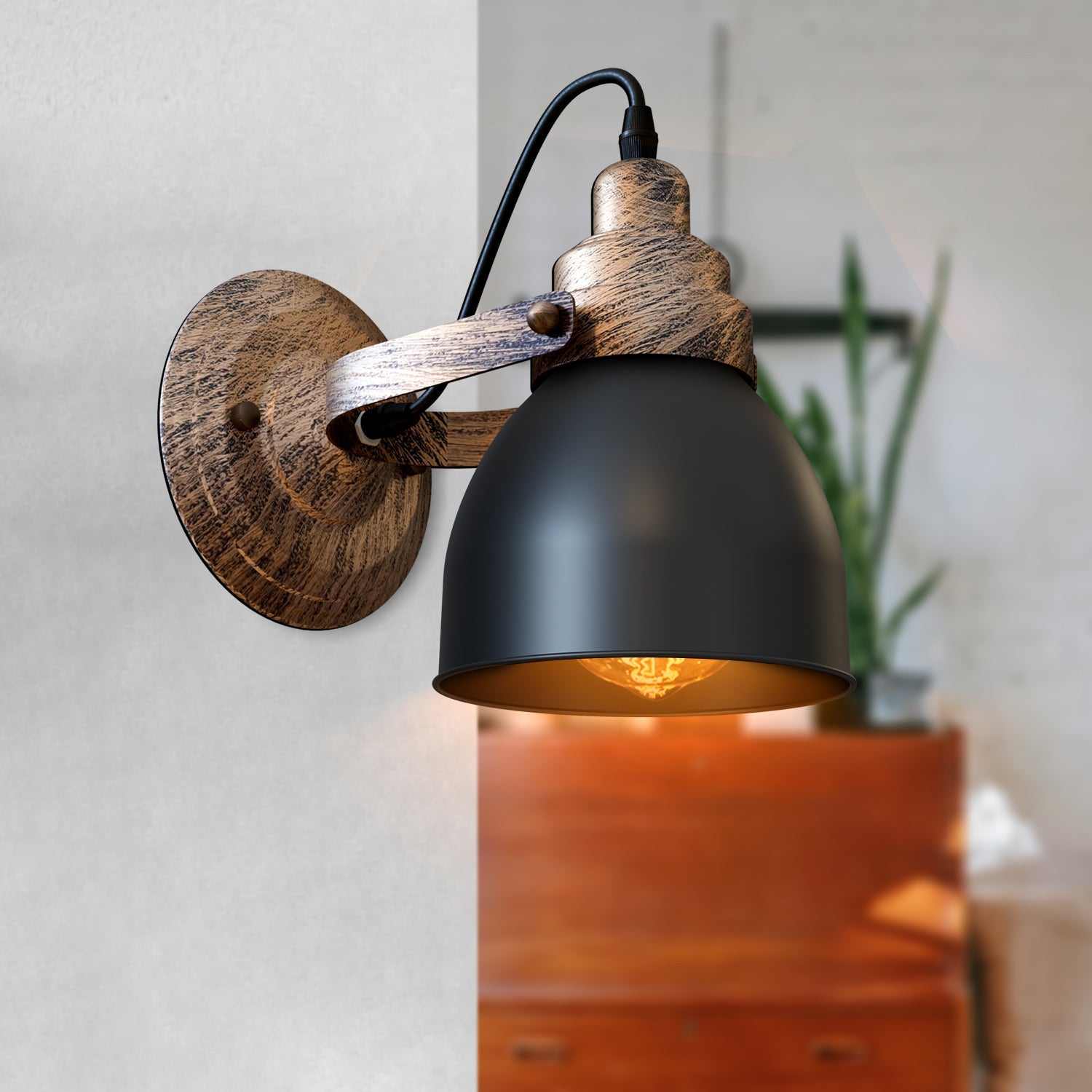 Industrial Bell Shade Dimmable Wall Sconce Light, Metal Retro Downwards Contemporary Fixture