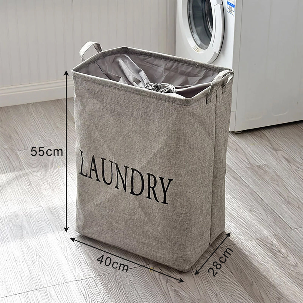 Foldable Freestanding Cotton Laundry Hamper Bag with Drawstring Closure for Clothes