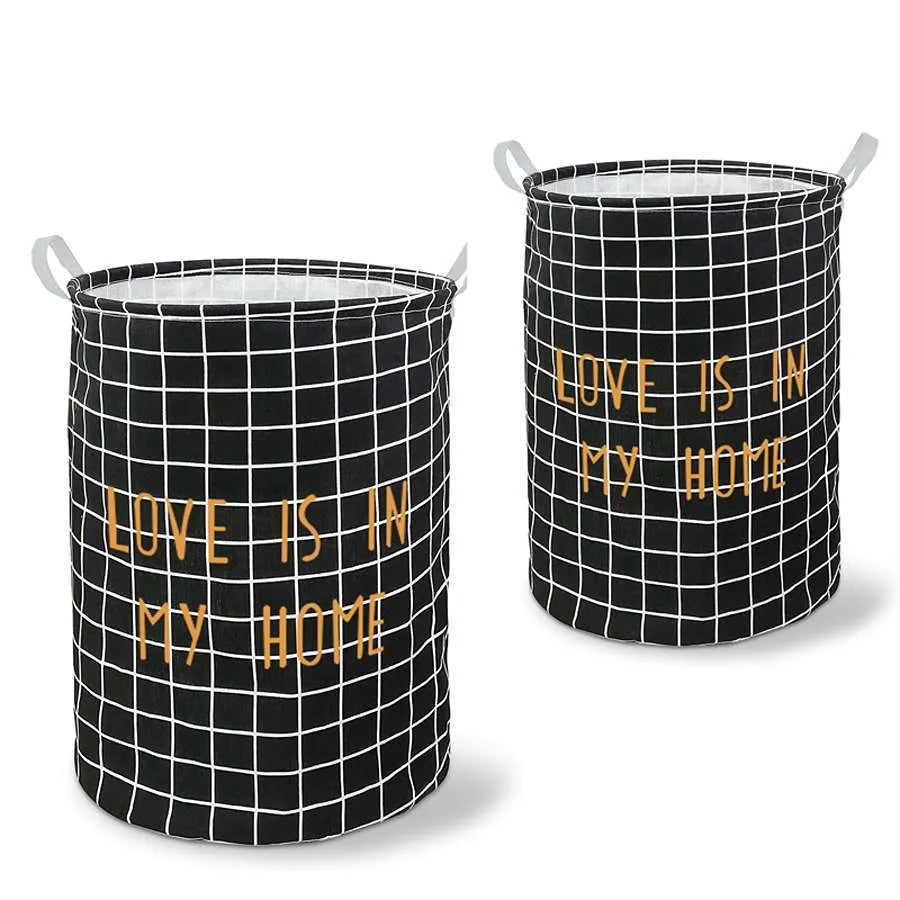 2-Pack Large Foldable Laundry Bag Hamper: Durable Cotton, Waterproof Lining, Easy Storage