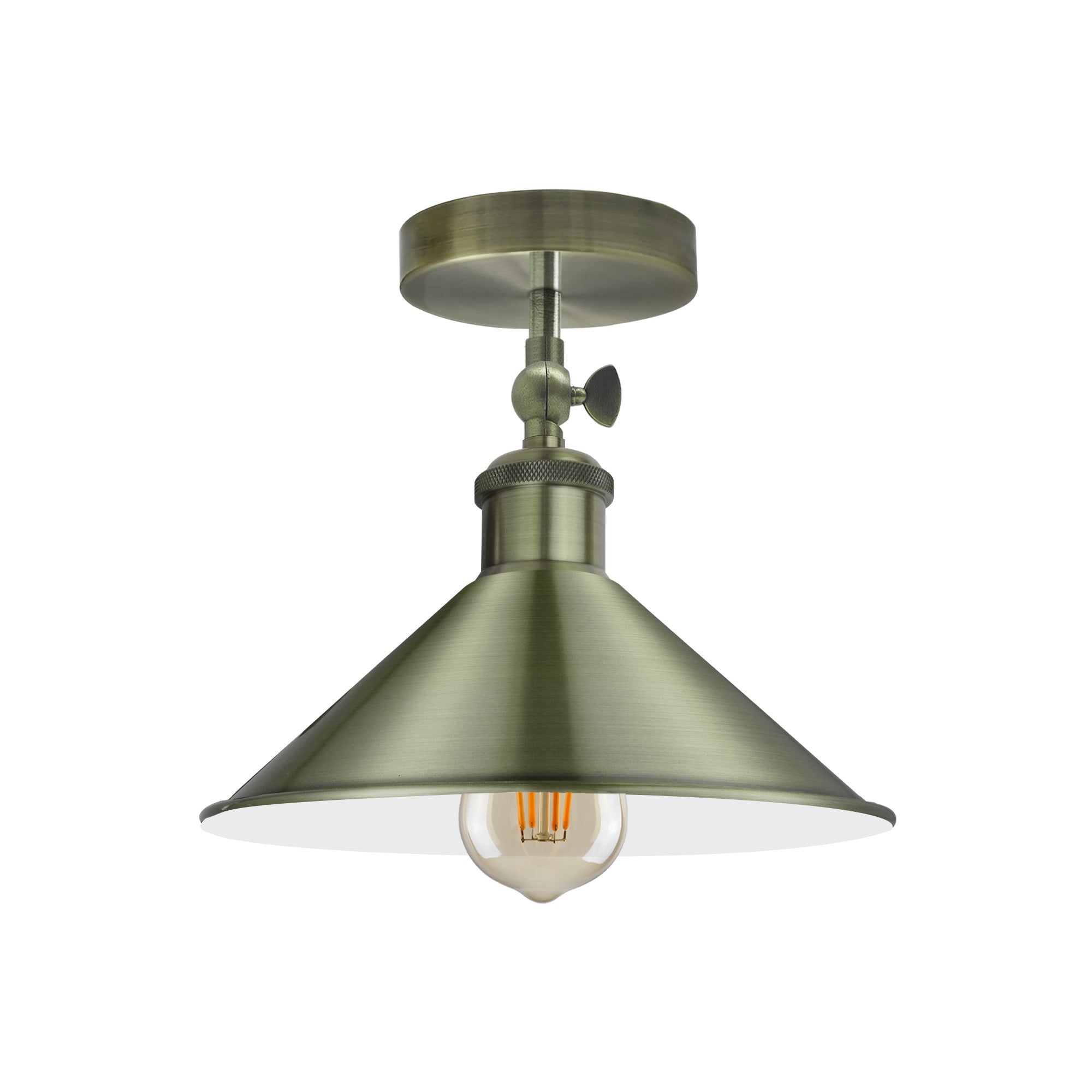 Adjustable Industrial Semi-Flush Mount Metal Cone Ceiling Light