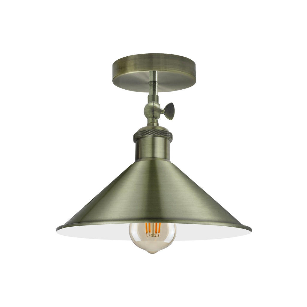 Adjustable Metal Cone Shade Industrial Semi Flush Ceiling Light