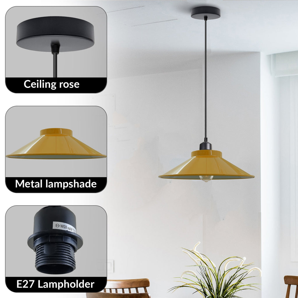 Adjustable Vintage Metal Single Head Hanging Pendant Light with E27 Socket