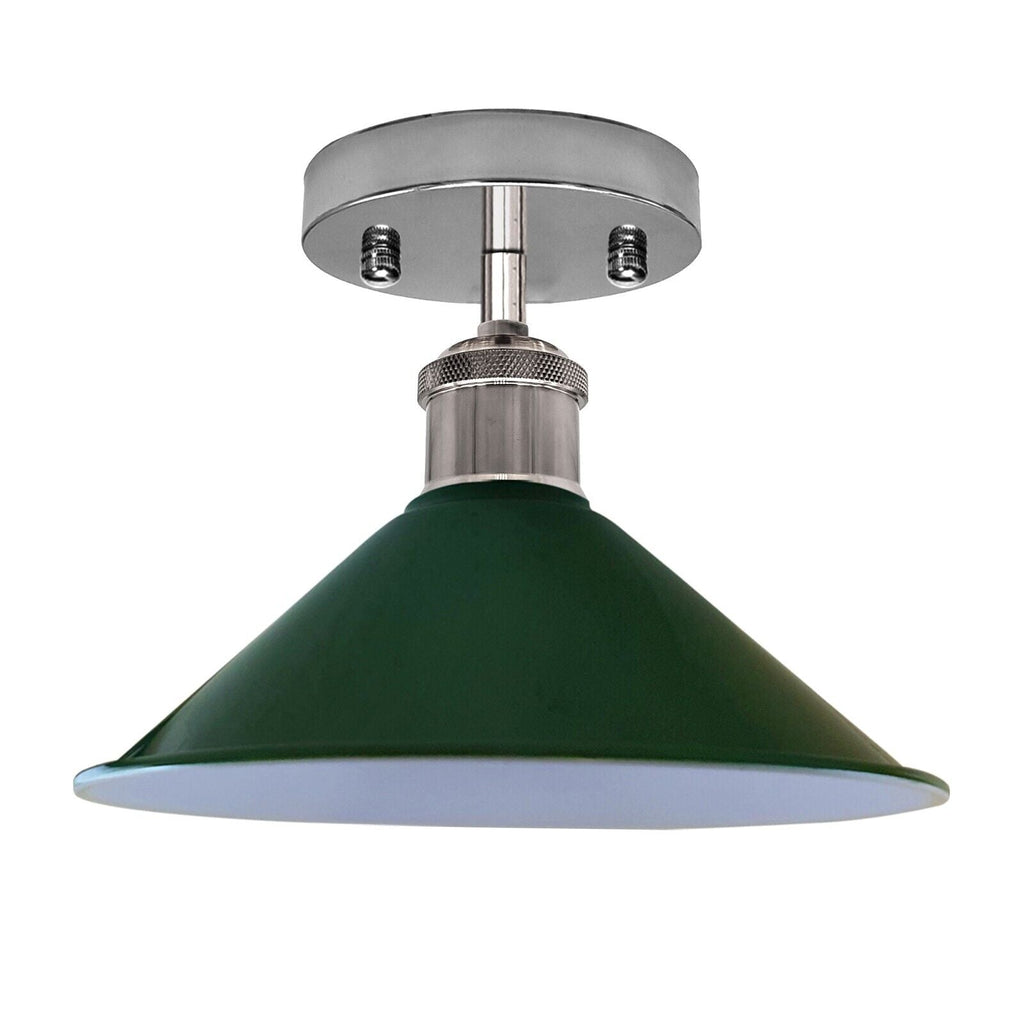 Industrial Flush Mount Cone Ceiling Light, Vintage Retro Style for Living Room