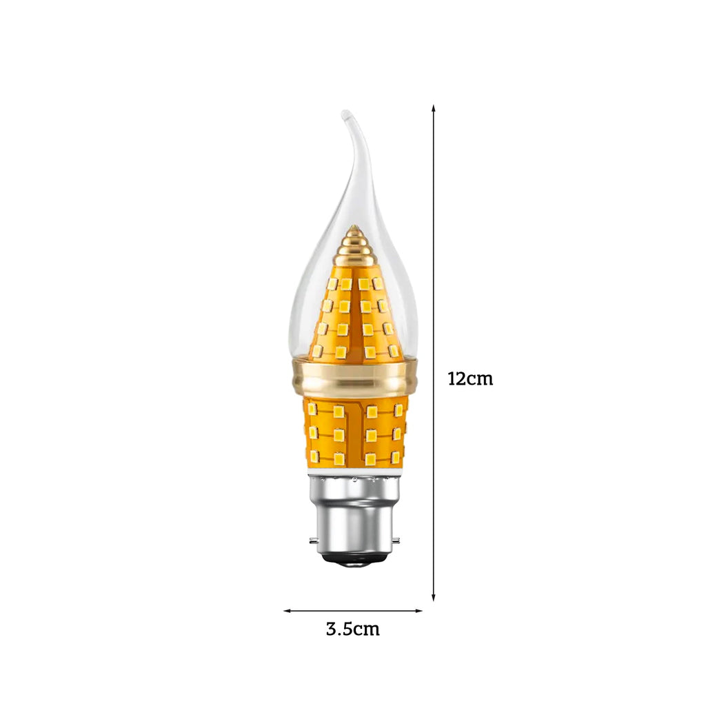 Amber Flame Tip LED C35 B22 Candle Bulb 12W 3-Color Energy Saving Light