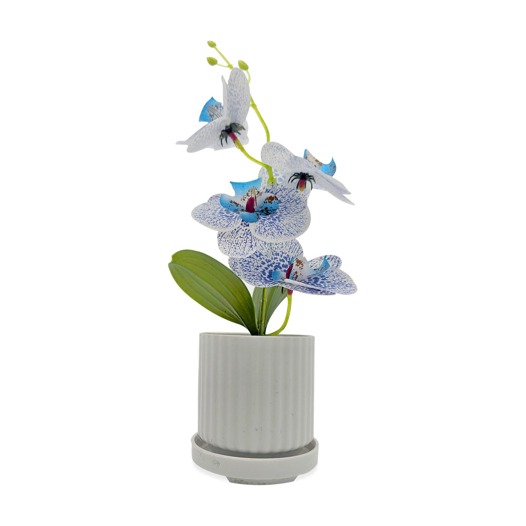 Elegant Artificial Orchid Silk Flower Arrangements in Stylish White Vases