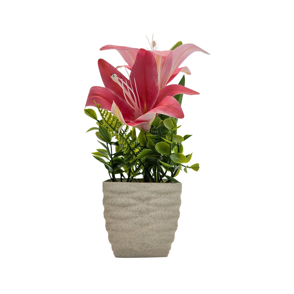Lifelike Artificial Lily Flowers Potted 2-Pack for Elegant Home Table Decor