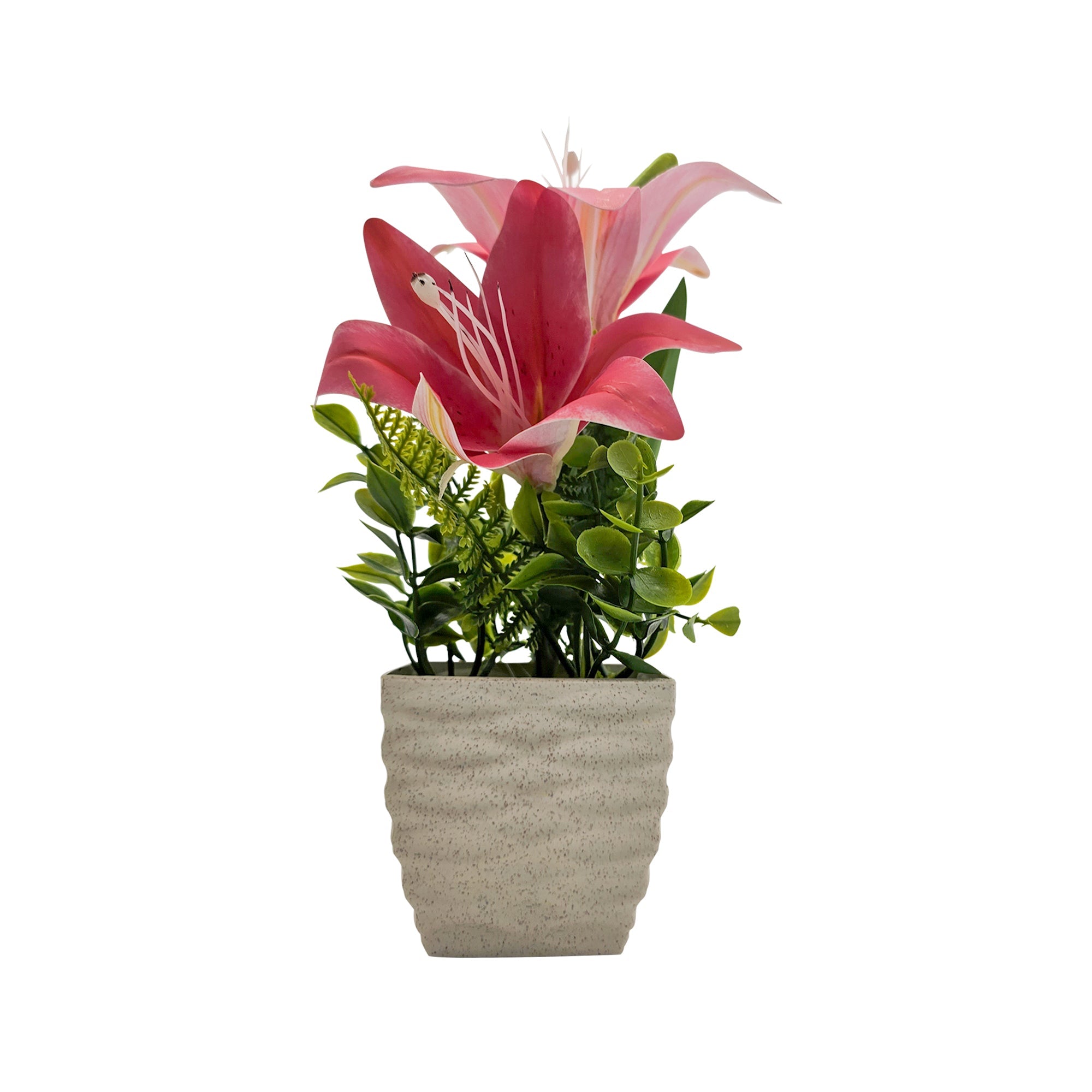 Lifelike Artificial Lily Flowers Potted 2-Pack for Elegant Home Table Decor