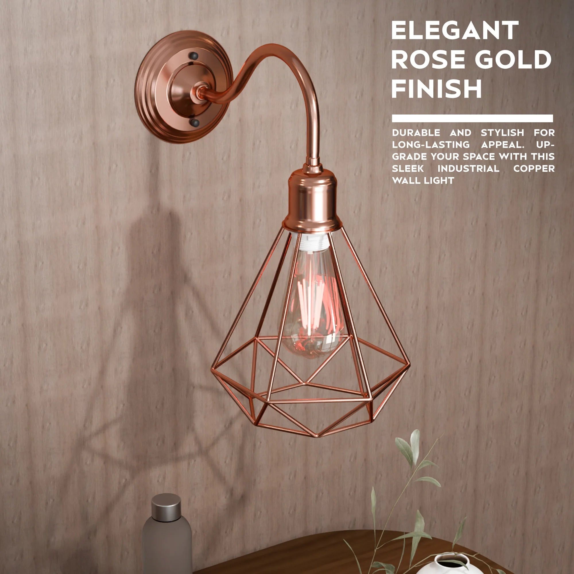 Vintage Wire Cage Wall Sconces Swan Neck Wall Light ~5971