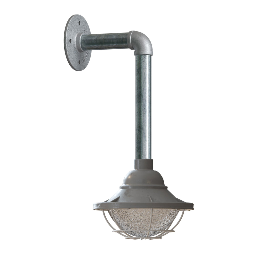 Industrial Galvanized Conduit Pipe Wall Light with Vintage Cage Shade