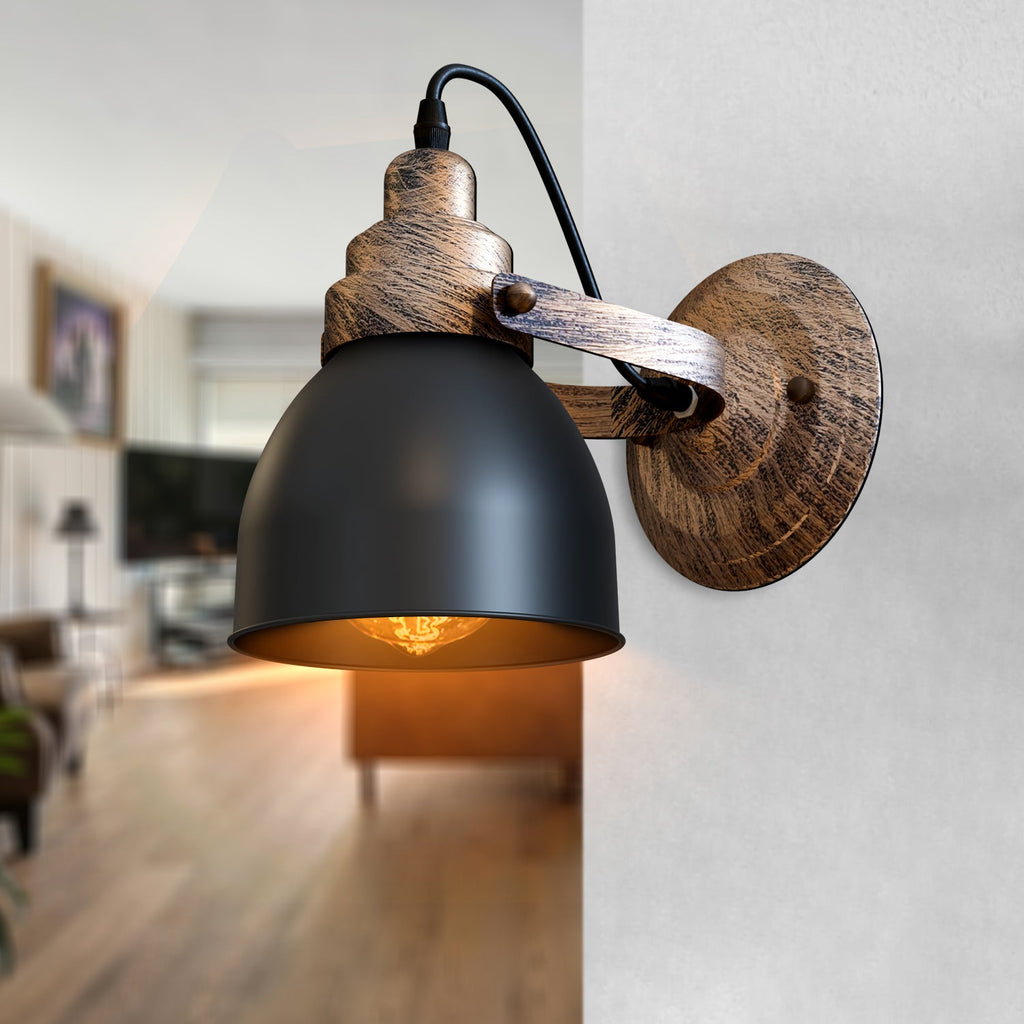 Industrial Bell Shade Dimmable Wall Sconce Light, Metal Retro Downwards Contemporary Fixture