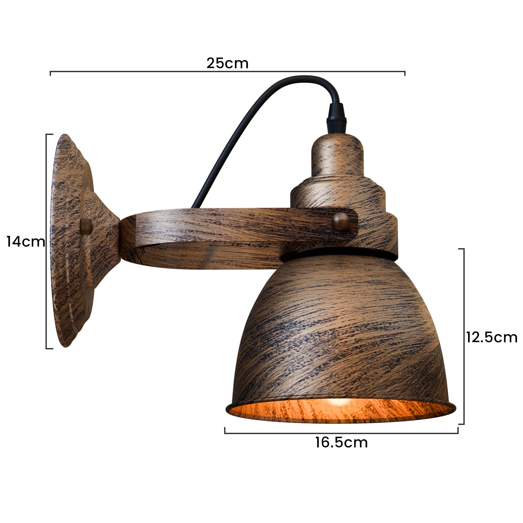 Industrial Bell Shade Dimmable Wall Sconce Light, Metal Retro Downwards Contemporary Fixture
