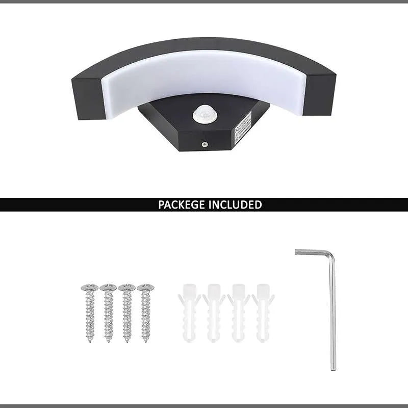 Contemporary 18W LED Outdoor Wall Light, PIR Motion Sensor, IP54