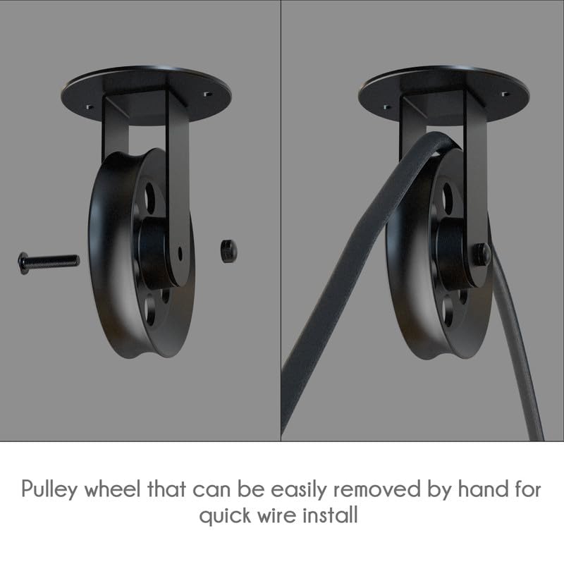 Adjustable Industrial Black Metal Pendant Light Pulley System for Cable Management