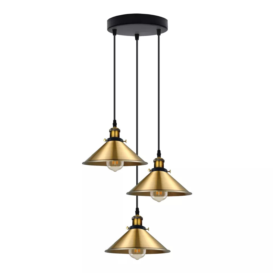 Stylish 3-Way Adjustable Cone Pendant Light Fixture for E27 Bulbs