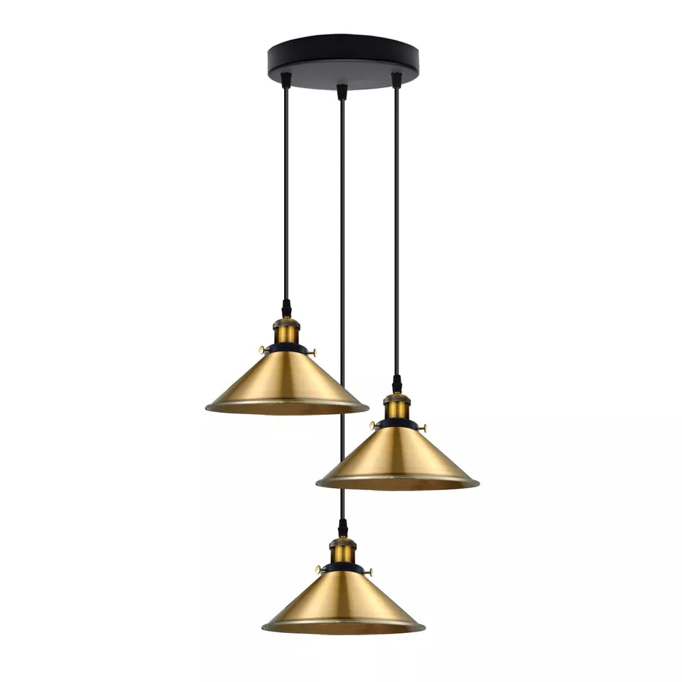 Stylish 3-Way Adjustable Cone Pendant Light Fixture for E27 Bulbs