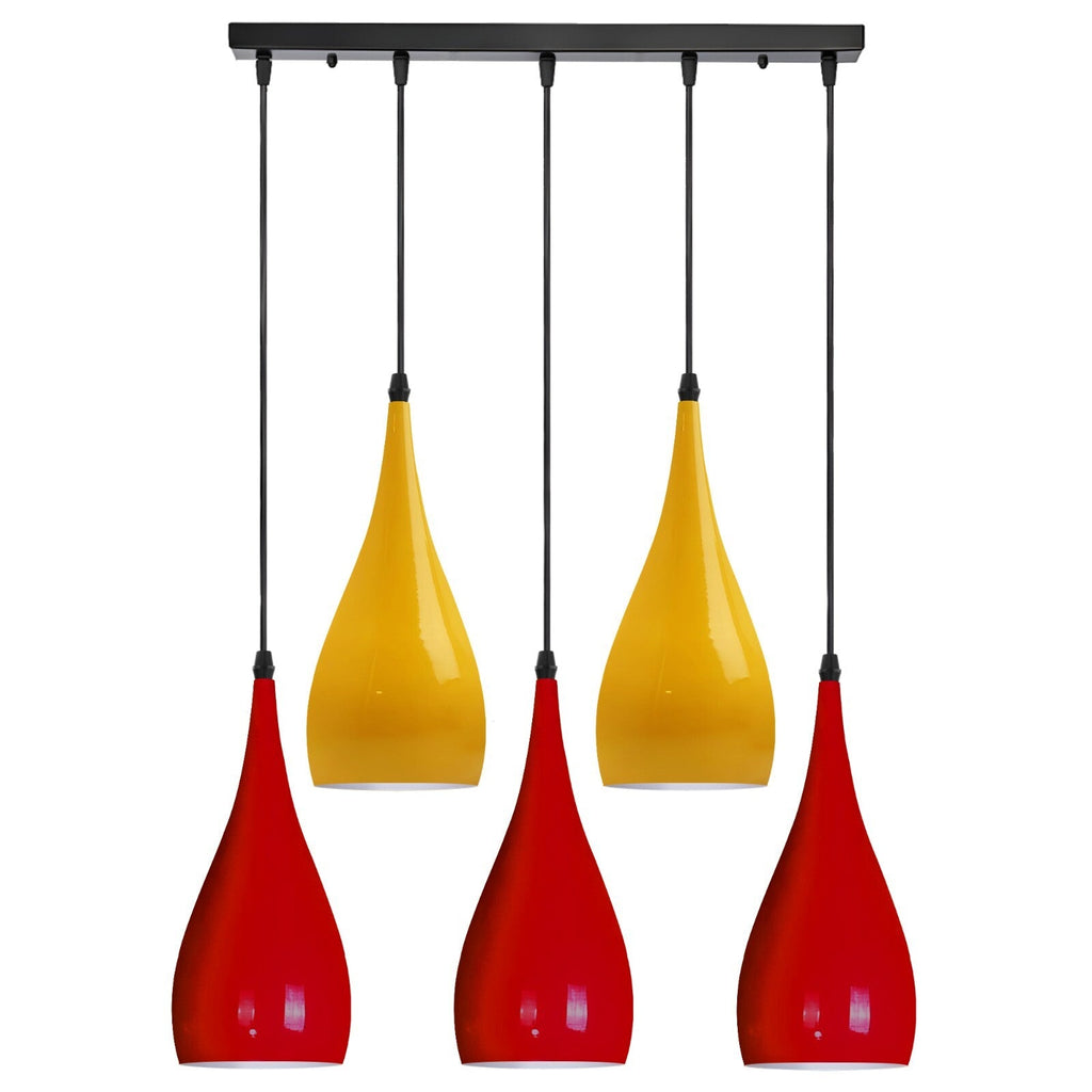 Modern 5-Light Industrial Teardrop Pendant Lamp, Adjustable Hanging Ceiling Fixture